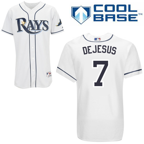 David DeJesus #7 MLB Jersey-Tampa Bay Rays Men's Authentic Home White Cool Base Baseball Jersey